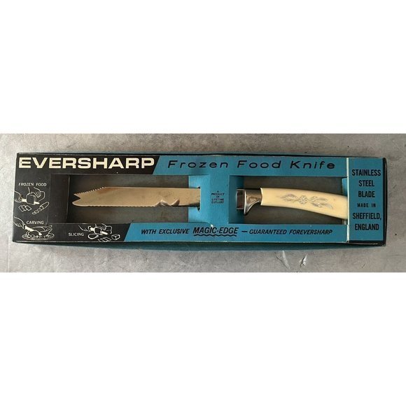 Vtg Ever Sharp Frozen Food Knife In Original Box Magic-Edge Sheffield England - Picture 2 of 7